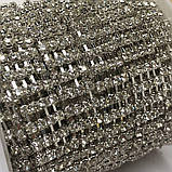 1м - Стразовий ланцюг 4 ряди SS 16 (4 мм) Кристал у сріблі - 15 мм, фото 3