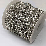 1м - Стразовий ланцюг 4 ряди SS 16 (4 мм) Кристал у сріблі - 15 мм, фото 4