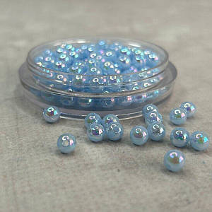 (20 грам) Намистини пластик Ø6мм - блакитний з АВ