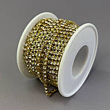 1м - Стразовий ланцюг SS12 (3 мм) Кристал у золоті, фото 3