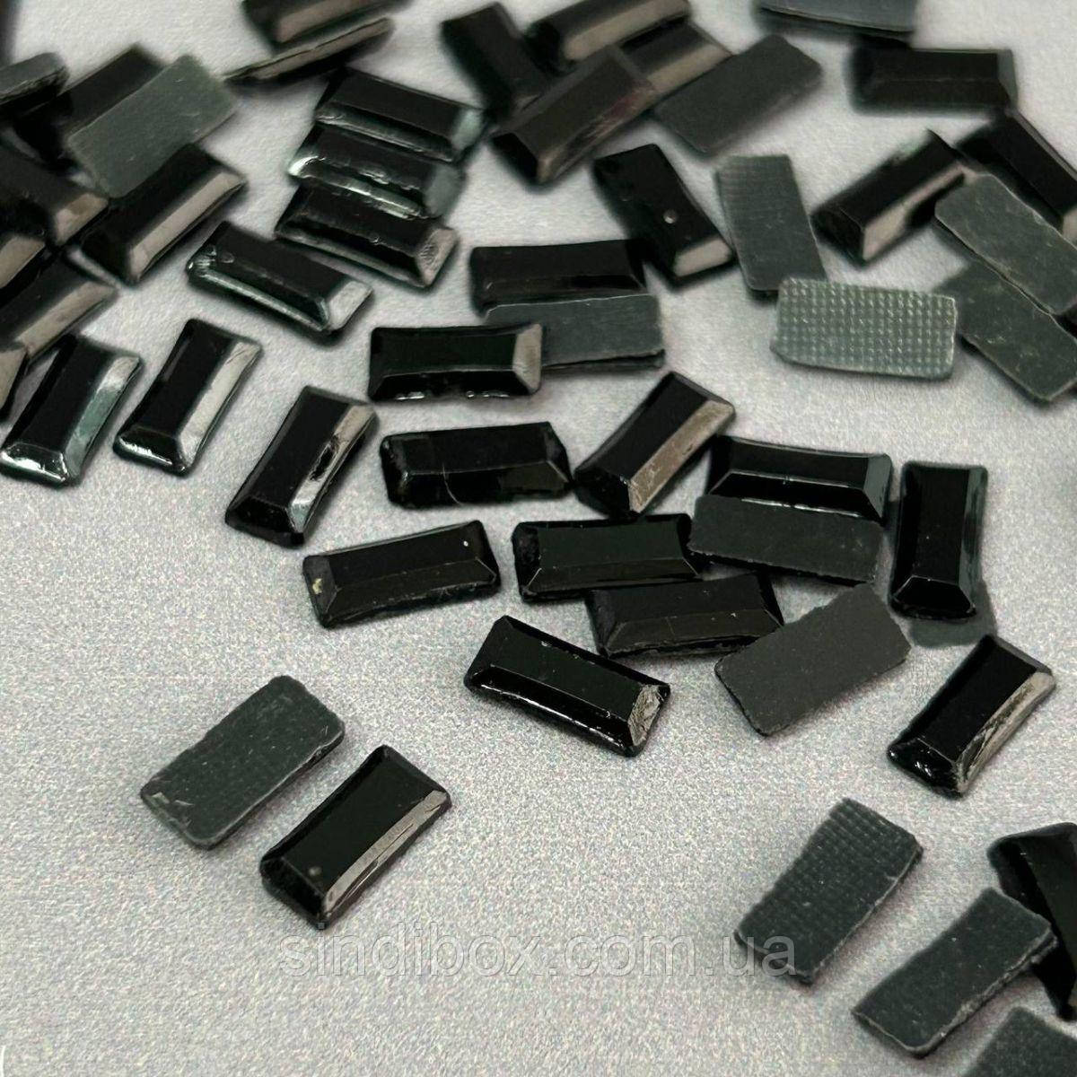 10 г - Стрази термоклейові, прямокутник 4х8 мм - чорний, фото 1