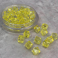 (20 грам) Ø8 мм Намистини грановані пластик #378/152 - жовтий прозорий