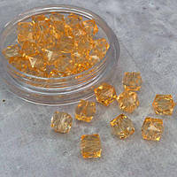 (20 грам) Ø9 мм Намистини грановані пластик #378/126 - персиковий