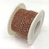 1м - Стразовий ланцюг SS6 (2мм), Топаз у рожевій оправі, фото 3