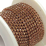 1м - Стразовий ланцюг SS6 (2мм), Топаз у рожевій оправі, фото 4