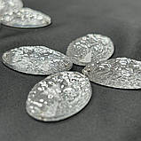 10 шт - Стрази акрилові пришивні 20х30 мм, серебро граненное, фото 3