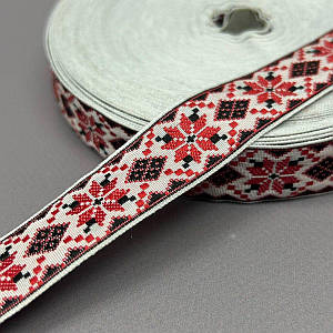 2см Тасьма національна з орнаментом - ромб червоний
