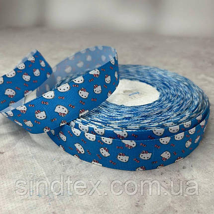 2,5 см Стрічка репсова з принтом на відріз - #349/2 синій, фото 1