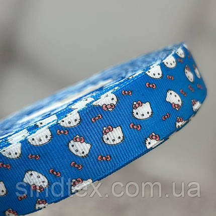 2,5 см Стрічка репсова з принтом на відріз - #349/2 синій, фото 2