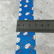 2,5 см Стрічка репсова з принтом на відріз - #349/2 синій, фото 4
