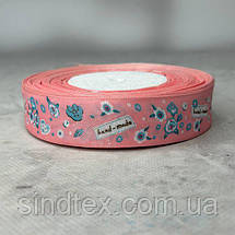 2,5 см Стрічка сатинова з принтом на відріз - #743/2 персикова, фото 2