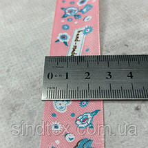 2,5 см Стрічка сатинова з принтом на відріз - #743/2 персикова, фото 4