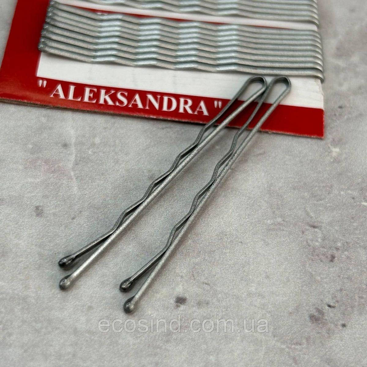(10 шт на планшетці) Шпильки-невидимки хвилясті, 6 см - срібло, фото 1