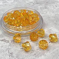 20 г/уп - Ø12 мм Бусина біконус пластик - апельсиновий прозорий