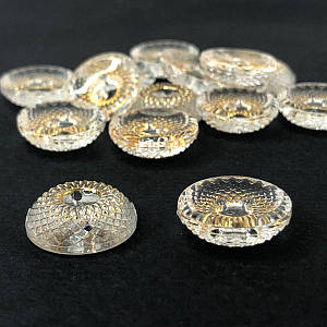 10 шт. - Ґудзики сорочкові Ø-15 мм - прозорий із золотом