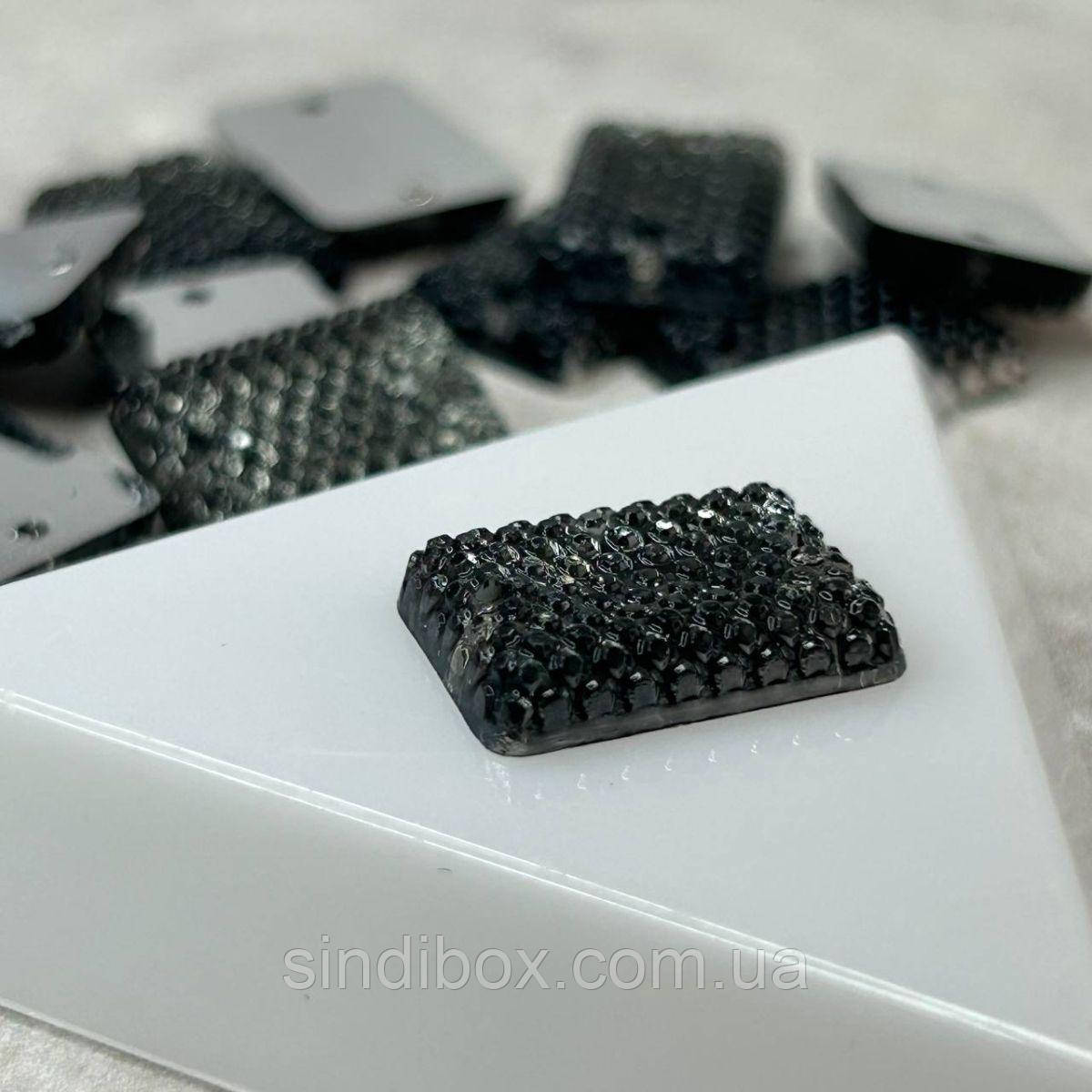 20 шт - Стрази акрилові пришивні 13х18 мм, чорний рефлений, фото 1