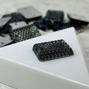 20 шт - Стрази акрилові пришивні 13х18 мм, чорний рефлений