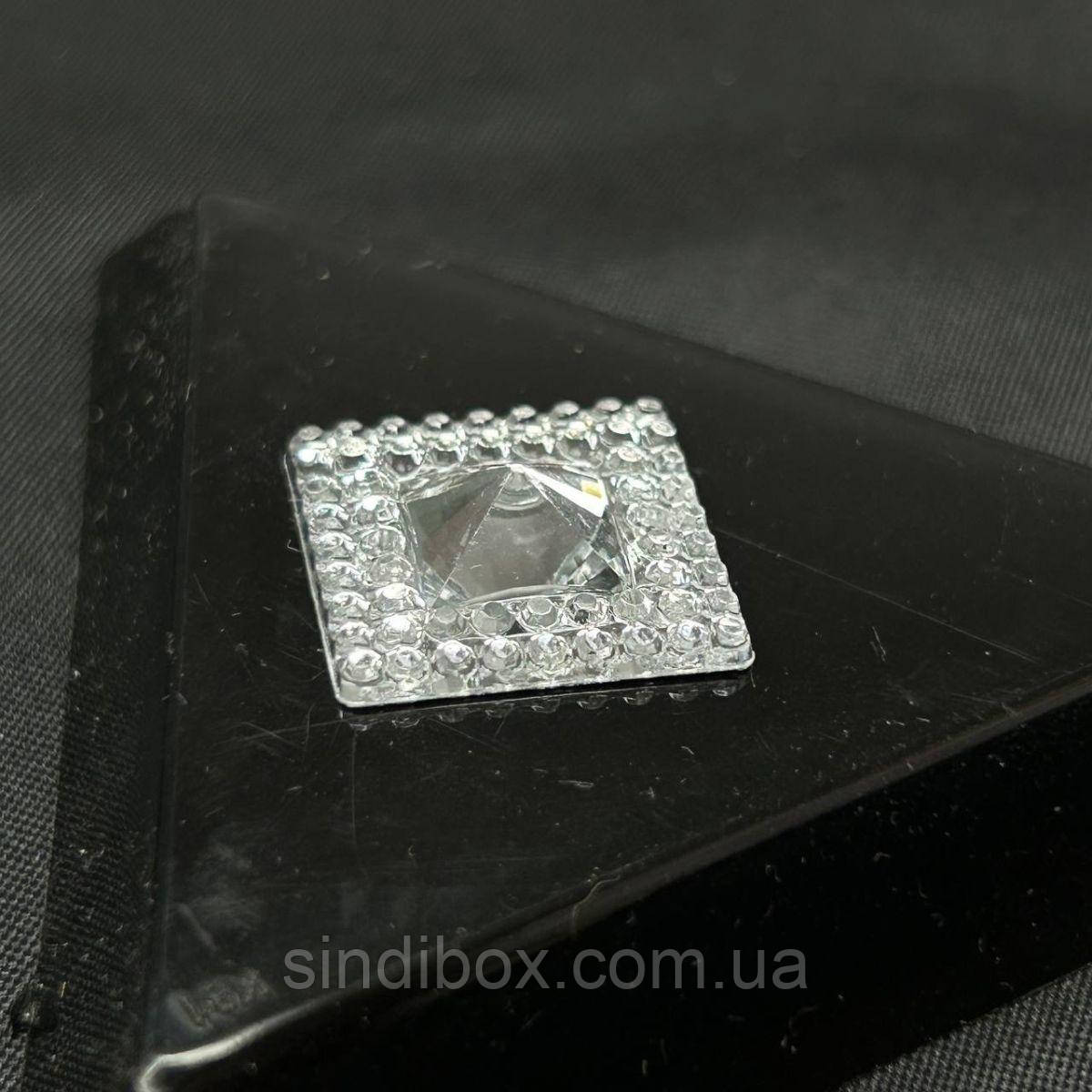 20 шт - Стрази акрилові пришивні пірамідка 16 мм, срібло, фото 1