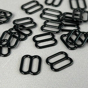 10 шт. - Чорний 1 см регулятор (МЕТАЛ) для бретелів бюстгальтера (вісімка)