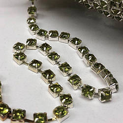 1м - Стразовий ланцюг SS 16 (4 мм) Жовтий кристал у сріблі