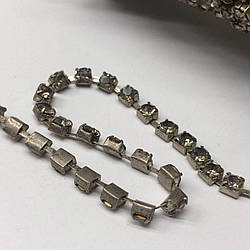 1м - Стразовий ланцюг SS 16 (4 мм) Кристал гематитовий у сріблі