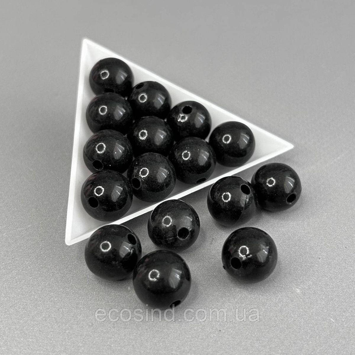 (20 грам) Бусини пластик Ø14 мм, - чорний, фото 1