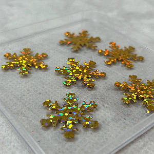 25мм Паєтка сніжинка 5г - золото голограма