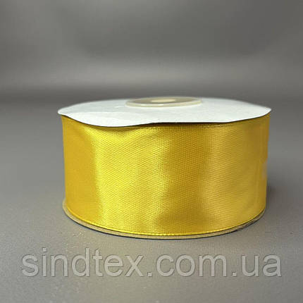 27 м - Стрічка атласна 38 мм (#015) - жовта, фото 3