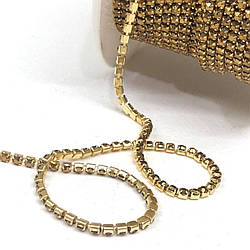 1м - Стразовий ланцюг SS6 (2мм), Золото металік