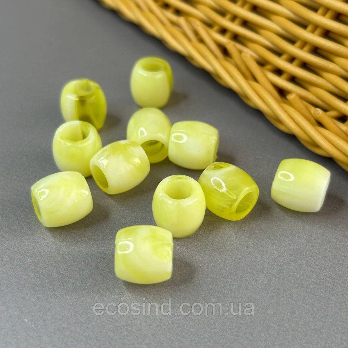 (20 гр) Намистини пластик бочонок 11х12 мм, - жовтий, фото 1
