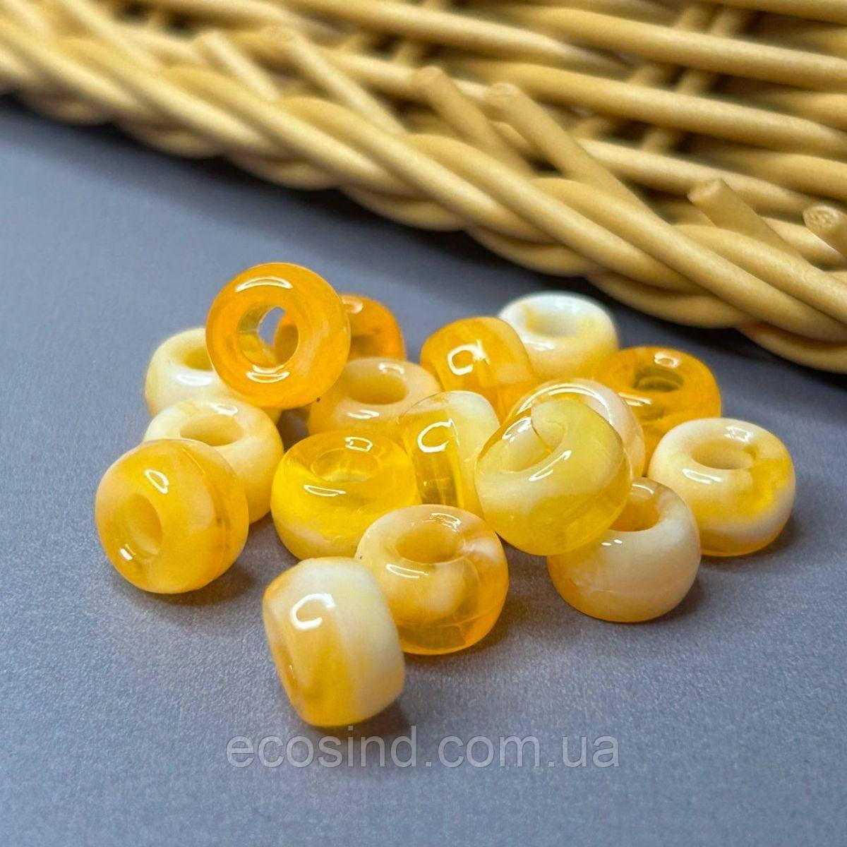 (20 гр) Намистини пластик бочонок 6х9 мм, - оранж, фото 1