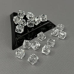 (20 гр) Намистини пластик грановані «Куб» Ø9 мм, - прозорий