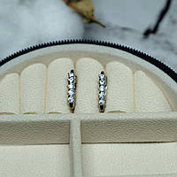 Сережки Xuping Jewelry з білим цирконом з медичного сплаву родій 17х3 мм XCP-431