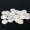10 шт - Ґудзики сорочкові Ø-13 мм - біла зі сріблом, фото 2