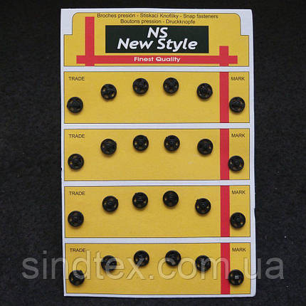 D=8 мм, пришивні кнопки для одягу Sindtex 24шт пластик колір чорний, фото 2