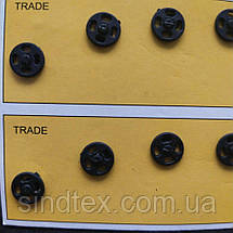 D=8 мм, пришивні кнопки для одягу Sindtex 24шт пластик колір чорний, фото 3