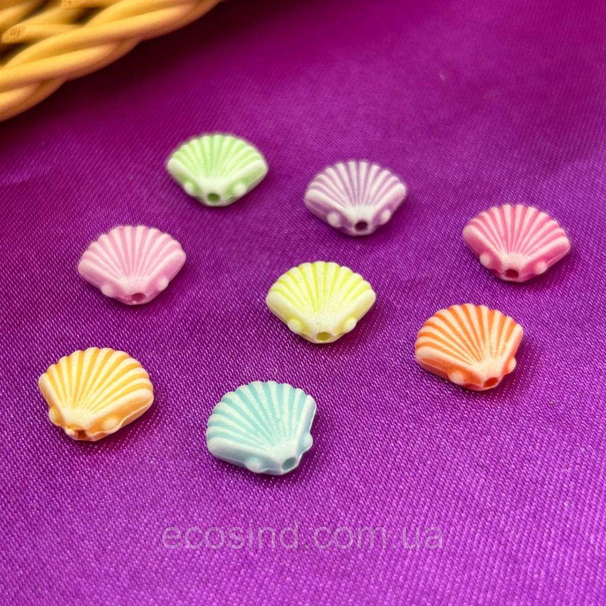 (20 гр) Намистини пластикові Мушля 3х11 мм - МІКС, фото 1