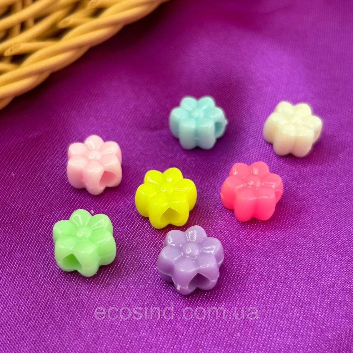 (20 гр) Намистини пластикові Квіточка 11 мм - МІКС, фото 1