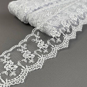 32-LТ1077 Гіпюрове мереживо сітка 5 см - білий