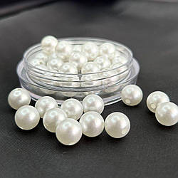 (20 грам) Намистини пластик Ø10мм - білий перламутр