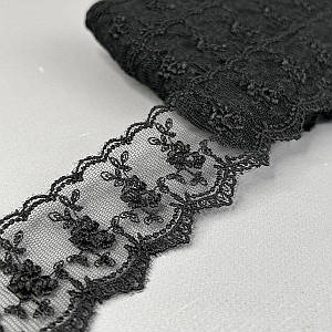 32-LТ1077 Гіпюрове мереживо сітка 5 см - чорний