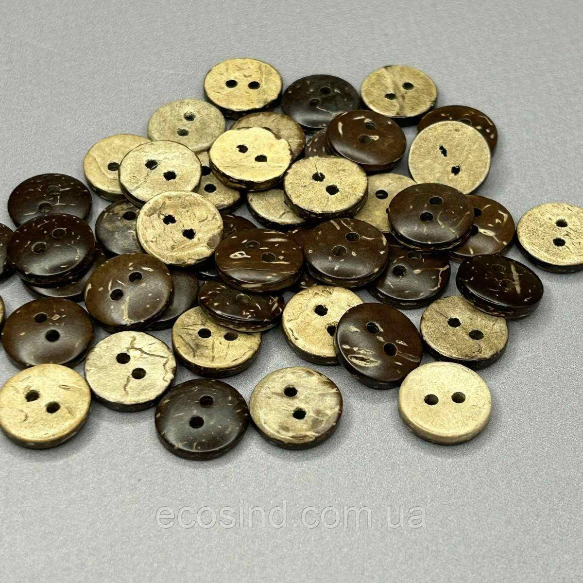 10 шт. - Кокосові натуральні гудзики Ø-13 мм, фото 1
