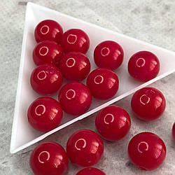 (20 грам) Намистини пластик Ø12 мм, - червоний