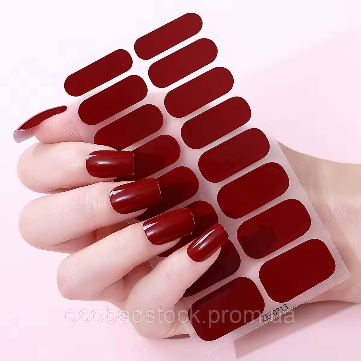 Набір гелевих наліпок для нігтів GelDeshe для полімерізації в лампі 16шт/уп Бордовий - фото 1 - id-p2472784061
