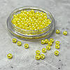 (20 грам) Намистини пластик Ø5мм - жовтий світлий перламутр, фото 2