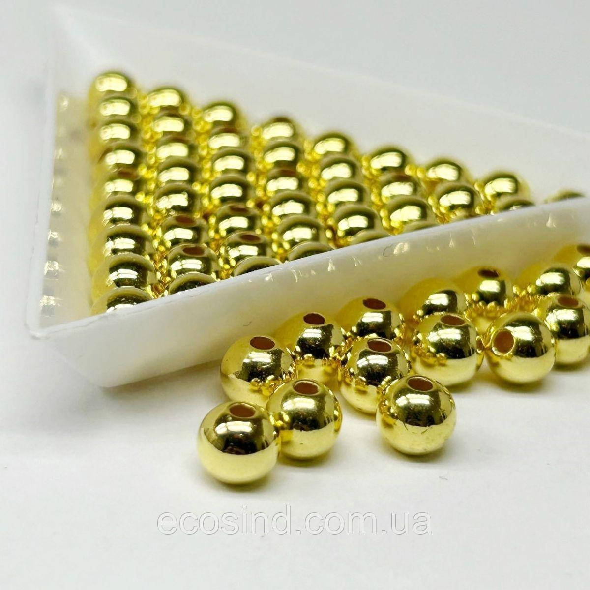 (20 грам) Намистини пластик Ø6мм - золото, фото 1