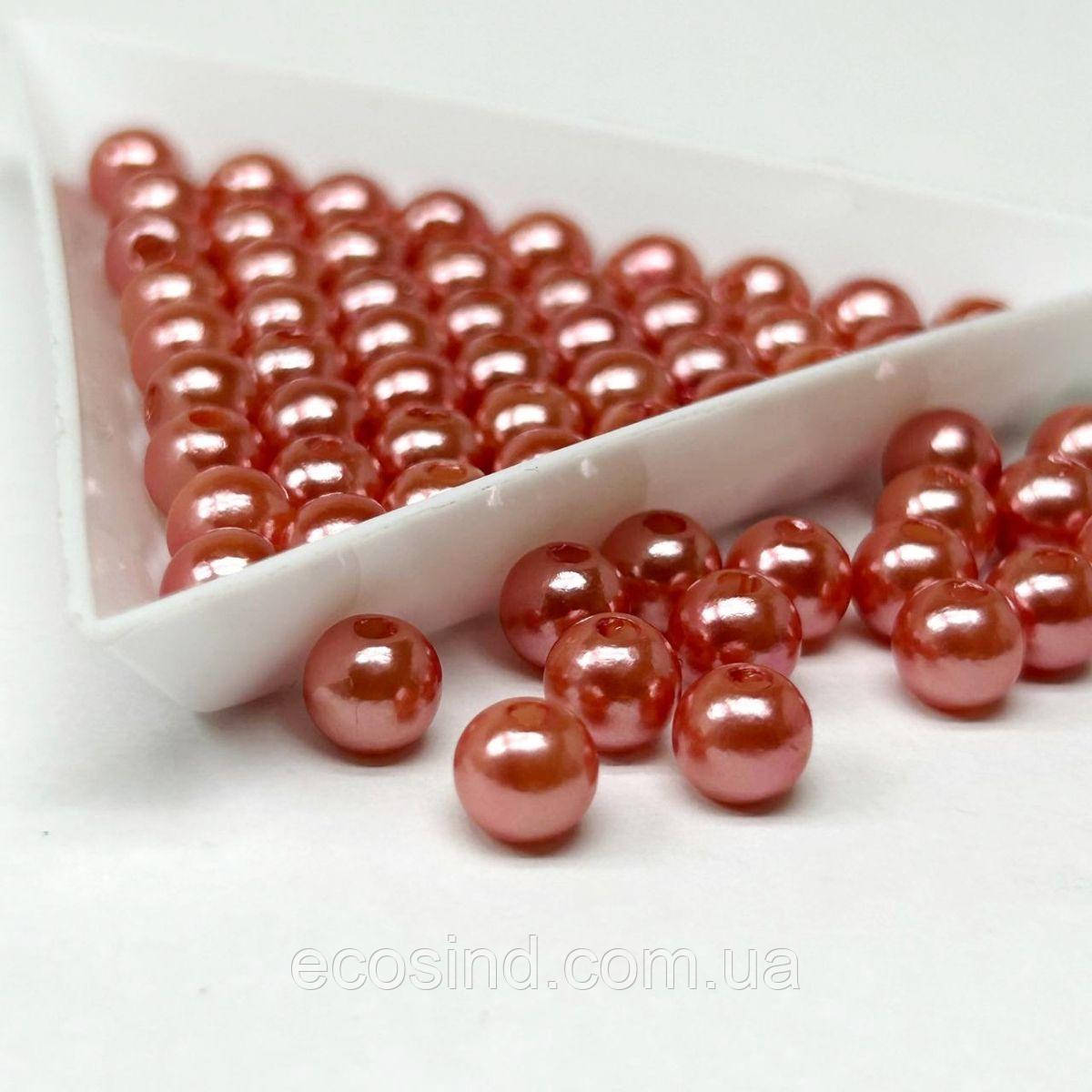 (20 грам) Намистини пластик Ø6мм - кораловий перламутр, фото 1
