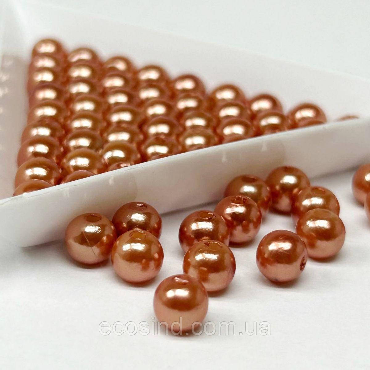(20 грам) Намистини пластик Ø6мм - коричневий перламутр, фото 1