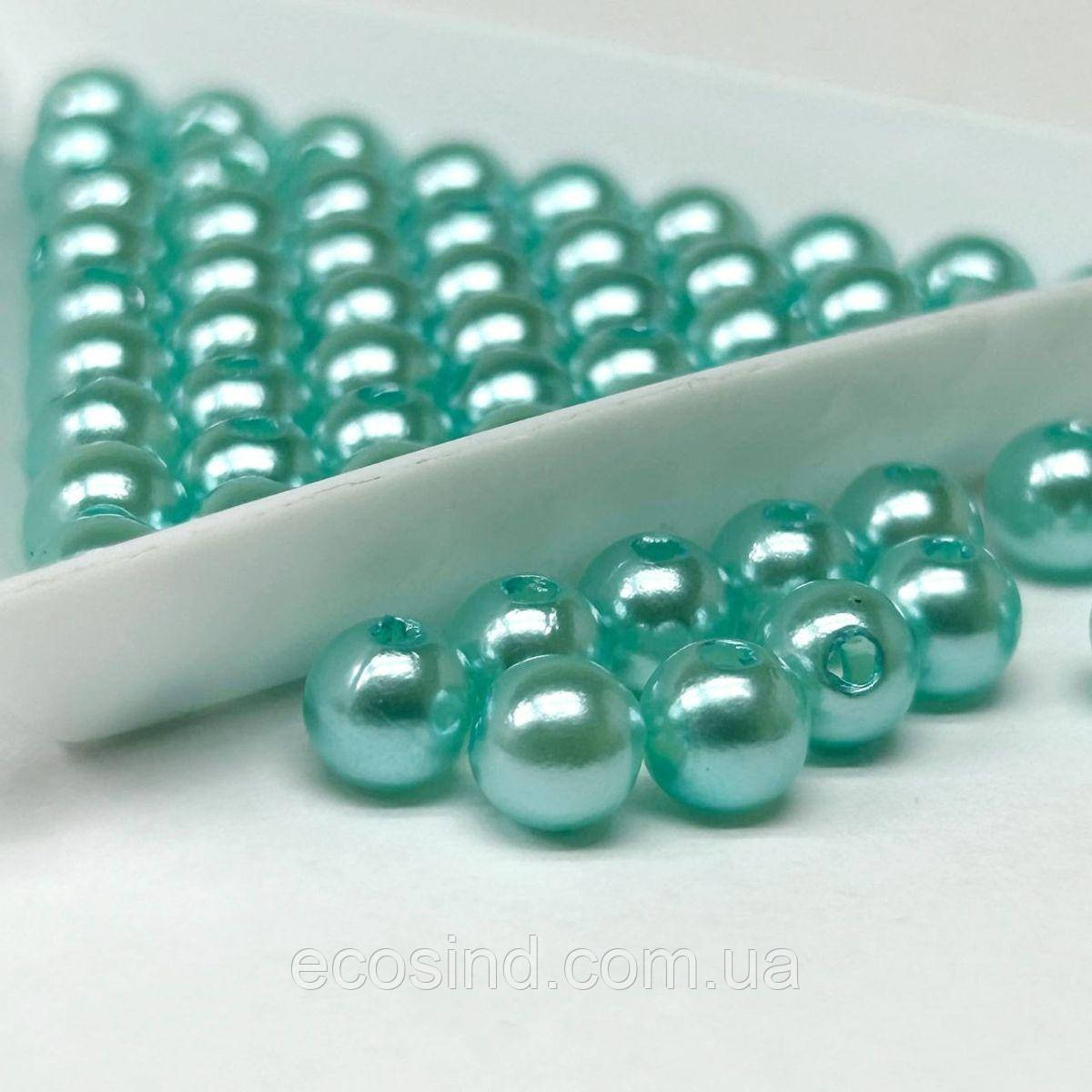 (20 грам) Намистини пластик Ø6мм - м'ятний перламутр, фото 1