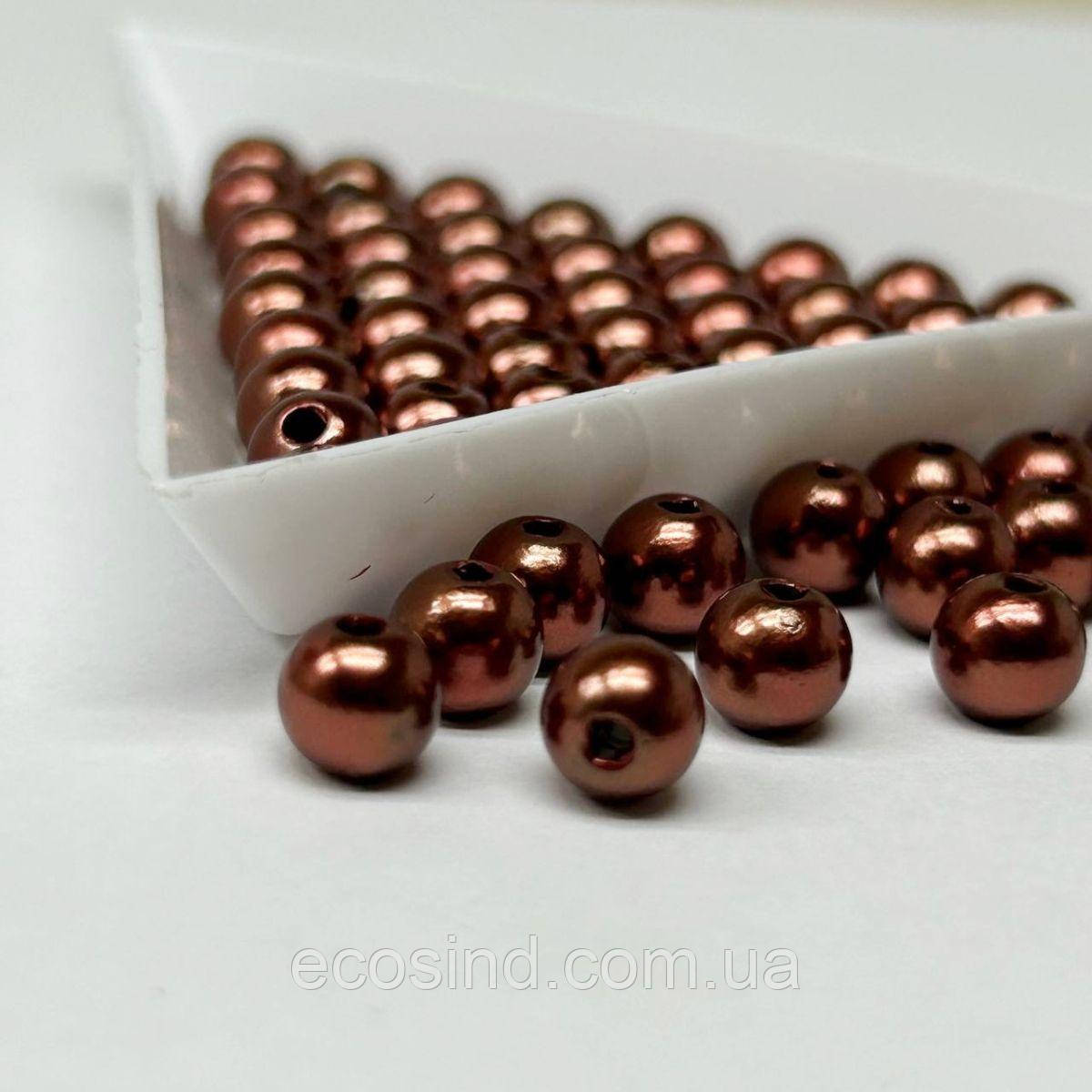 (20 грам) Намистини пластик Ø6мм - шоколадний перламутр, фото 1